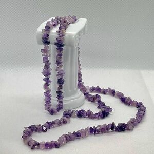 VintageNatural Amethyst Gemstone Chips Necklace and Bracelet for Crystal Healing